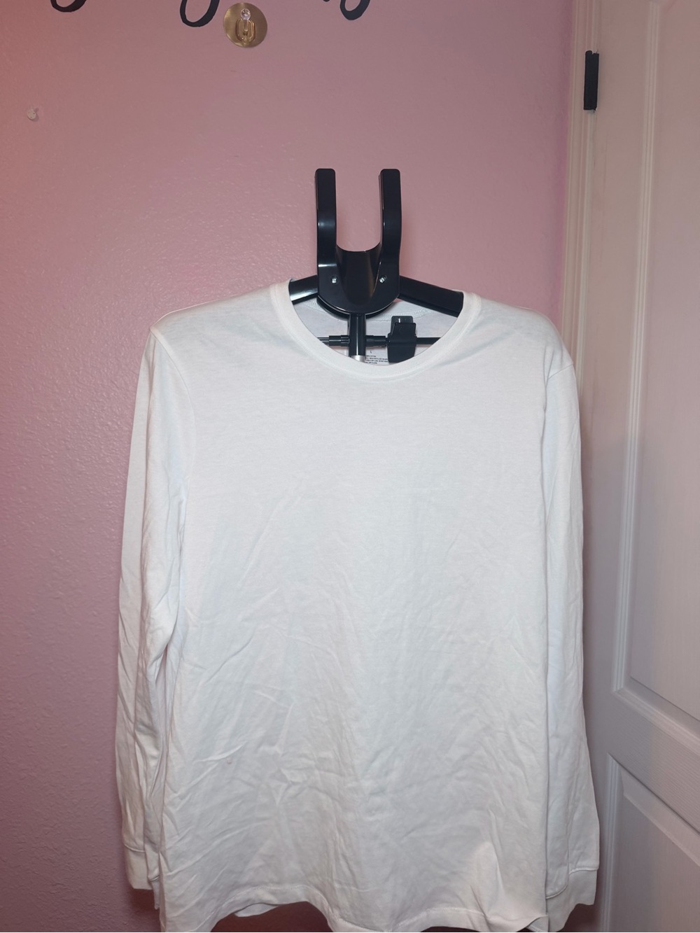 SKIMS Classic White Long-Sleeve oversized lounge Crewneck Shirt